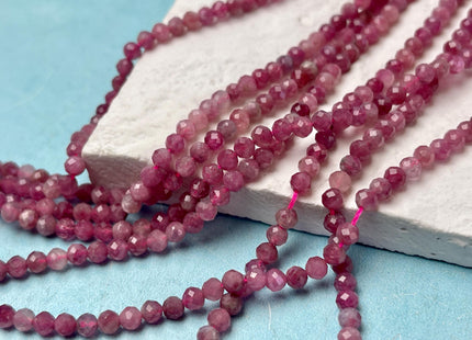 2mm 2.5mm OR 3.5mm Natural Pink Micro Faceted Round Tourmaline Gemstone Beads Tiny Pink Tourmaline Loose Beads #2051