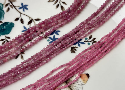 2mm 2.5mm OR 3.5mm Natural Pink Micro Faceted Round Tourmaline Gemstone Beads Tiny Pink Tourmaline Loose Beads #2051