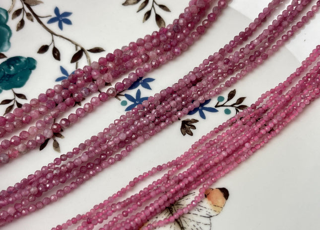 2mm 2.5mm OR 3.5mm Natural Pink Micro Faceted Round Tourmaline Gemstone Beads Tiny Pink Tourmaline Loose Beads #2051