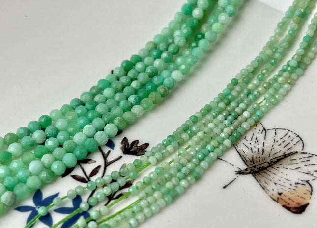 2mm 3mm 4mm AAA Natural Faceted Round Chrysoprase Gemstone Beads Genuine Green Chrysoprase Beads 15.5 Inches #2053