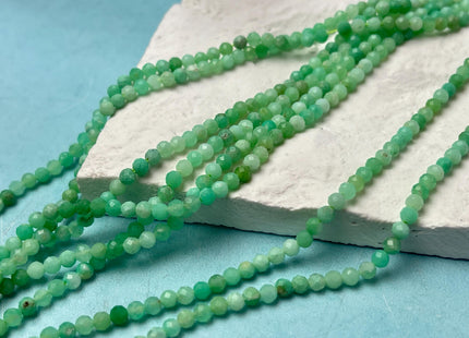2mm 3mm 4mm AAA Natural Faceted Round Chrysoprase Gemstone Beads Genuine Green Chrysoprase Beads 15.5 Inches #2053