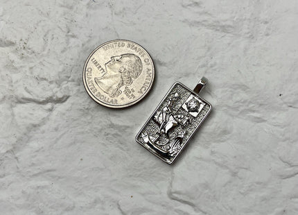 Arcana Tarot Card Charms for Necklace, 18K White Gold Filled Charm Pendant With CZ, Antique Charms for Jewelry Making, One Piece #CR0077