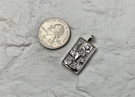 Arcana Tarot Card Charms for Necklace, 18K White Gold Filled Charm Pendant With CZ, Antique Charms for Jewelry Making, One Piece #CR0077