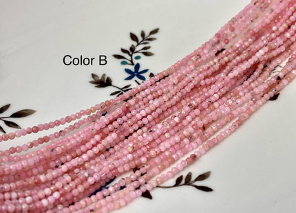 2 mm 3 mm Tiny Natural Pink Opal Gemstone Beads Faceted Round Shape 15.5 Inches Stand #4677
