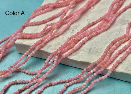 2 mm 3 mm Tiny Natural Pink Opal Gemstone Beads Faceted Round Shape 15.5 Inches Stand #4677