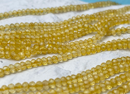2.5X3.5-4 mm Faceted Rondelle Citrine Gemstone Beads Genuine 15 Inches #4678