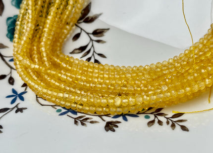 2.5X3.5-4 mm Faceted Rondelle Citrine Gemstone Beads Genuine 15 Inches #4678