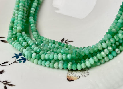 3.5x4.5mm Faceted Rondelle Green Chrysoprase Gemstone Beads 15.5 Inches Strand #4680