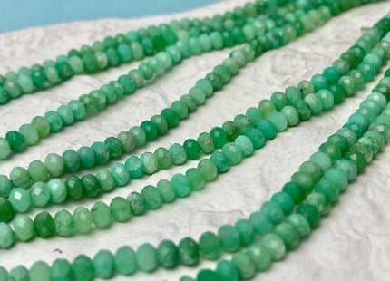 3.5x4.5mm Faceted Rondelle Green Chrysoprase Gemstone Beads 15.5 Inches Strand #4680