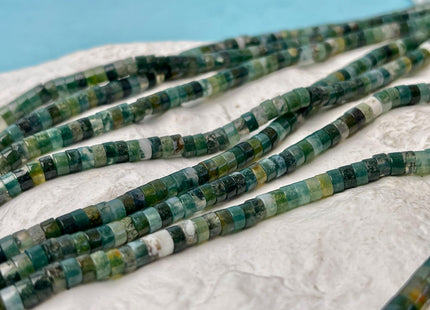 2x4mm Moss Agate Heishi Rondelle Shape Gemstone Beads 15 Inches #4683