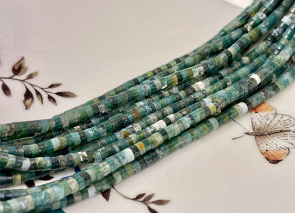 2x4mm Moss Agate Heishi Rondelle Shape Gemstone Beads 15 Inches #4683