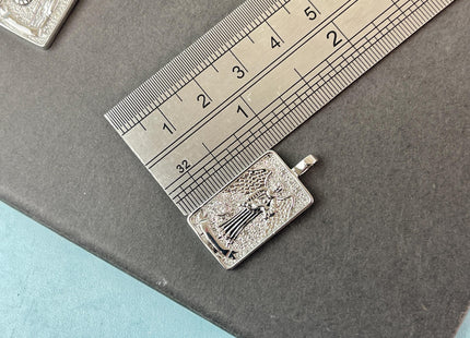 Arcana Tarot Card Charms for Necklace, 18K White Gold Filled Charm Pendant With CZ, Antique Charms for Jewelry Making, One Piece #CR0077