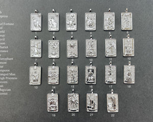 Arcana Tarot Card Charms for Necklace, 18K White Gold Filled Charm Pendant With CZ, Antique Charms for Jewelry Making, One Piece #CR0077