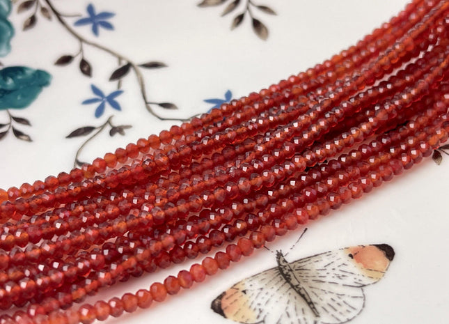 2x3 mm AAA Faceted Rondelle Orange Carnelian Gemstone Beads Quality Micro Faceted Carnelian Gemstone Loose Beads # 2432