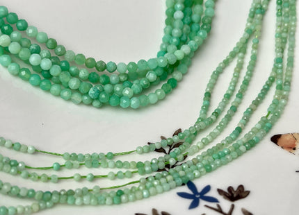 2mm 3mm 4mm AAA Natural Faceted Round Chrysoprase Gemstone Beads Genuine Green Chrysoprase Beads 15.5 Inches #2053