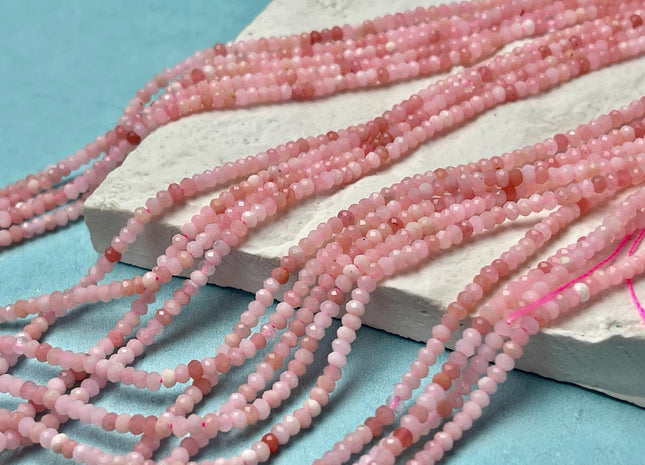 1x2.5mm Faceted Rondelle Tiny Pink Opal Gemstone Beads 15.5 Inches Strand #4676