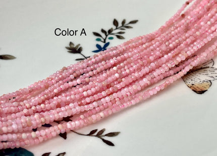 2 mm 3 mm Tiny Natural Pink Opal Gemstone Beads Faceted Round Shape 15.5 Inches Stand #4677