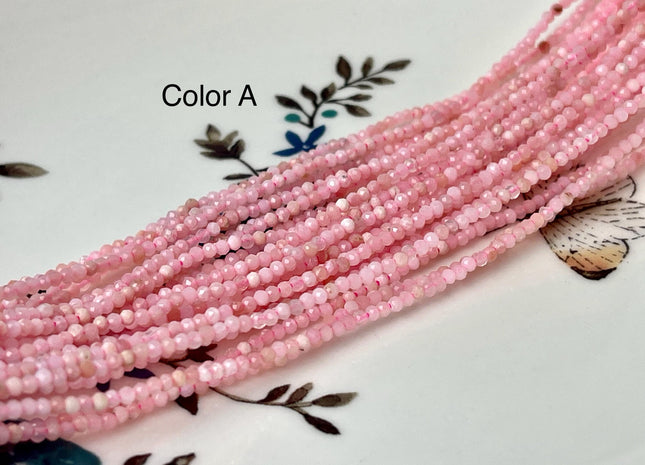 2 mm 3 mm Tiny Natural Pink Opal Gemstone Beads Faceted Round Shape 15.5 Inches Stand #4677