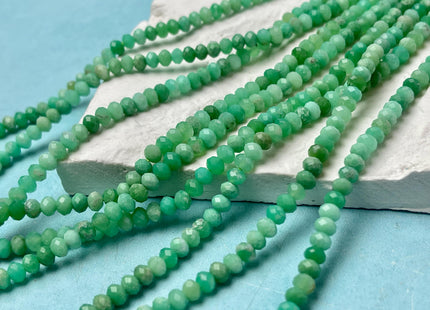3.5x4.5mm Faceted Rondelle Green Chrysoprase Gemstone Beads 15.5 Inches Strand #4680