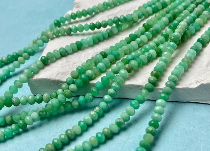 3.5x4.5mm Faceted Rondelle Green Chrysoprase Gemstone Beads 15.5 Inches Strand #4680