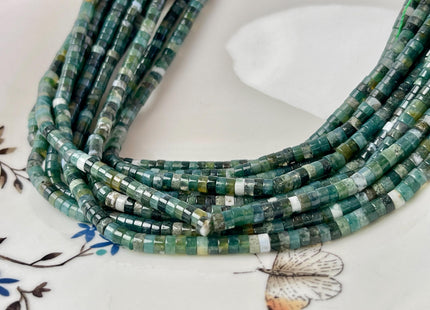 2x4mm Moss Agate Heishi Rondelle Shape Gemstone Beads 15 Inches #4683