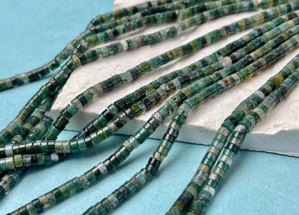 2x4mm Moss Agate Heishi Rondelle Shape Gemstone Beads 15 Inches #4683