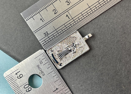 Arcana Tarot Card Charms for Necklace, 18K White Gold Filled Charm Pendant With CZ, Antique Charms for Jewelry Making, One Piece #CR0077