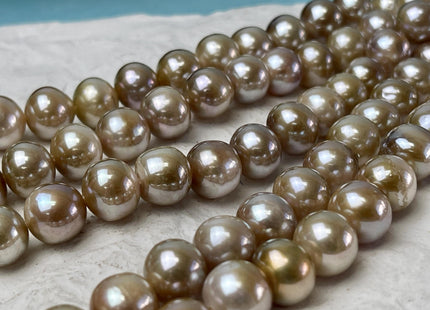 10 mm AAA Large Hole Half Strand Extra Shiny Natural Seaweed Pink Off Round Freshwater Pearl Beads Hole Size 1.5mm 2.1mm 21 Beads #P2908