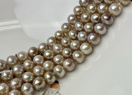 10 mm AAA Large Hole Half Strand Extra Shiny Natural Seaweed Pink Off Round Freshwater Pearl Beads Hole Size 1.5mm 2.1mm 21 Beads #P2908