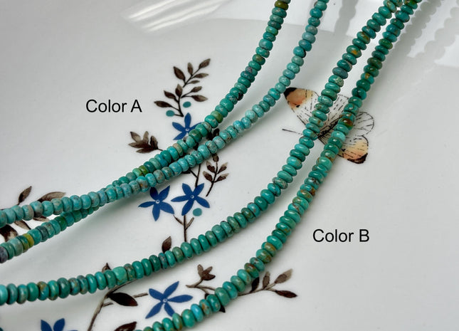 4 mm 100% Natural Smooth Rondelle Turquoise Gemstone Beads Multi Turquoise Blue Green Color Beads 16 Inches #4684