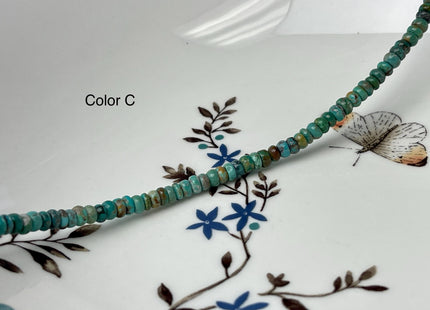 4 mm 100% Natural Smooth Rondelle Turquoise Gemstone Beads Multi Turquoise Blue Green Color Beads 16 Inches #4684