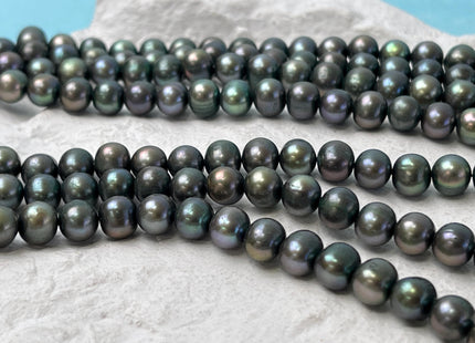 7 mm Dark Forest Green Potato Freshwater Pearl Beads Genuine Freshwater Pearl 61 Beads #P2916