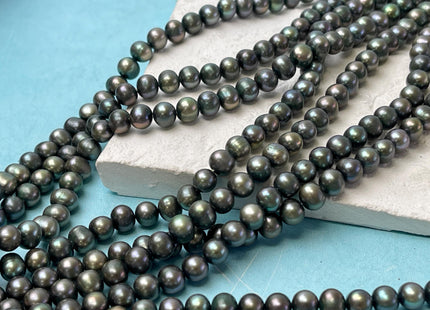 7 mm Dark Forest Green Potato Freshwater Pearl Beads Genuine Freshwater Pearl 61 Beads #P2916