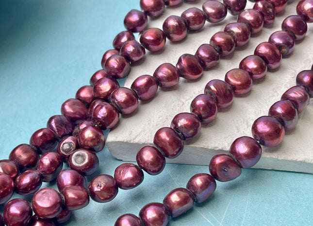 10-11 mm Burgundy Purple Nugget Freshwater Pearl Beads Genuine Burgundy Freshwater Large Pearl Nugget Pearls 38-40 Beads #P2919