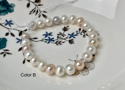 9-10 mm AAA Half Strand Extra Shiny Large Hole Natural Mixed White Mauve Pink Potato Freshwater Pearl Hole Size 1.2mm 2.1mm 23 Beads #P2924
