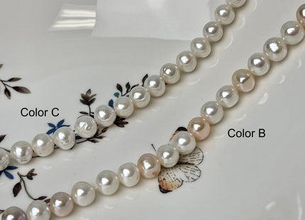 9-10 mm AAA Half Strand Extra Shiny Large Hole Natural Mixed White Mauve Pink Potato Freshwater Pearl Hole Size 1.2mm 2.1mm 23 Beads #P2924