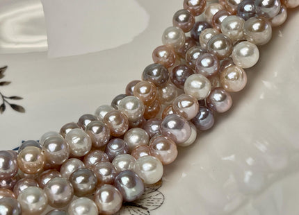 9-10 mm AAA Half Strand Extra Shiny Large Hole Natural Mixed White Mauve Pink Potato Freshwater Pearl Hole Size 1.2mm 2.1mm 23 Beads #P2924