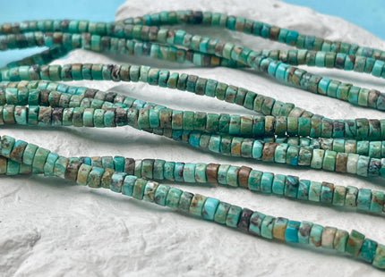 4 mm 100% All Natural Turquoise Heishi Rondelle Shape Genuine Natural Multi Color Turquoise Gemstones 15.5-16 Inches Strand #4685