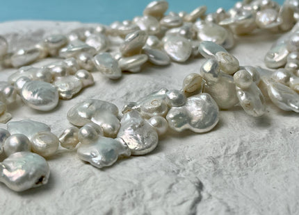 10-11x18-20 mm AA Natural White Top Drilled Coin Freshwater Pearl Beads Irregular Coin Pearls Genuine Natural Coin Pearl Beads #P2931