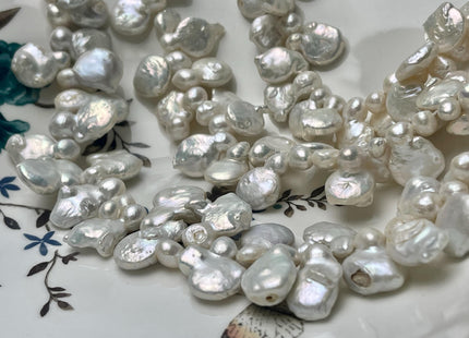 10-11x18-20 mm AA Natural White Top Drilled Coin Freshwater Pearl Beads Irregular Coin Pearls Genuine Natural Coin Pearl Beads #P2931