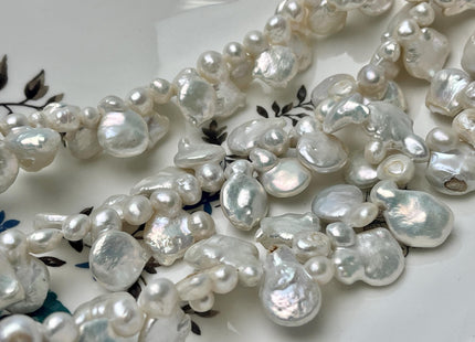 10-11x18-20 mm AA Natural White Top Drilled Coin Freshwater Pearl Beads Irregular Coin Pearls Genuine Natural Coin Pearl Beads #P2931