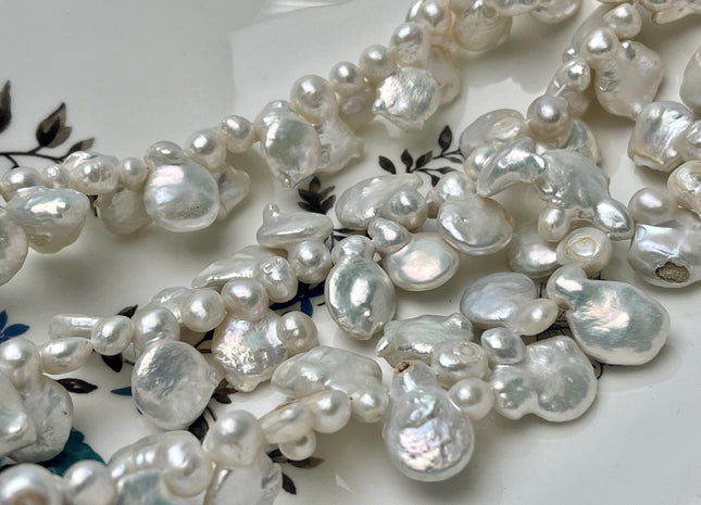 10-11x18-20 mm AA Natural White Top Drilled Coin Freshwater Pearl Beads Irregular Coin Pearls Genuine Natural Coin Pearl Beads #P2931