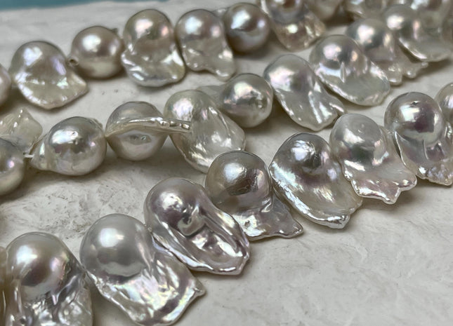 12-13x20 mm AAA Natural White Freshwater Baroque Pearl Genuine High Luster Top Drilled Baroque Pearl Beads 15-32 Beads #P2934
