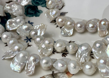 12-13x20 mm AAA Natural White Freshwater Baroque Pearl Genuine High Luster Top Drilled Baroque Pearl Beads 15-32 Beads #P2934