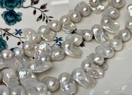 12-13x20 mm AAA Natural White Freshwater Baroque Pearl Genuine High Luster Top Drilled Baroque Pearl Beads 15-32 Beads #P2934