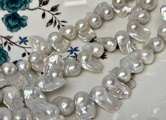 12-13x20 mm AAA Natural White Freshwater Baroque Pearl Genuine High Luster Top Drilled Baroque Pearl Beads 15-32 Beads #P2934