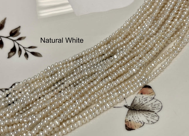 2-2.5 mm AA Natural White OR Mauve Pink Tiny Potato Pearl Genuine Freshwater Seed Pearl Beads #P2928