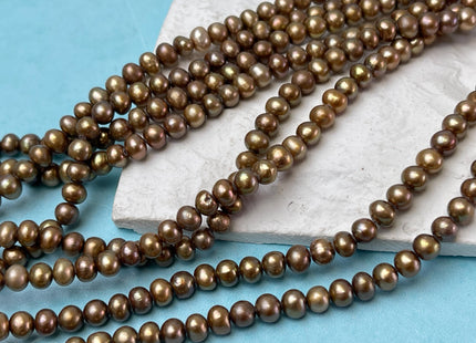 5-5.5 mm Dark Dusty Brown Color Off Round or Potato Freshwater Pearl Beads Genuine Cultured Freshwater Pearl Beads Potato Pearl Beads #P2913