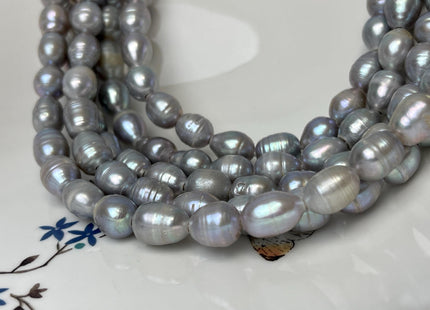 10x11-12mm Large Hole Rice/Oval Gray Freshwater Pearl Beads Hole Size 2.2mm #P2935