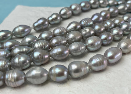 10x11-12mm Large Hole Rice/Oval Gray Freshwater Pearl Beads Hole Size 2.2mm #P2935